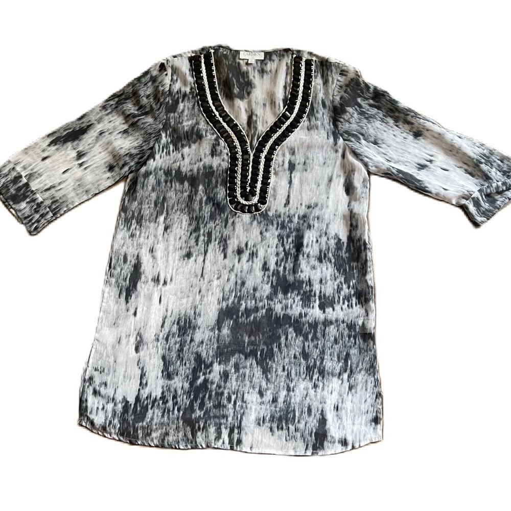Carmen Marc Valvo- black and gray sheet tunic - medium